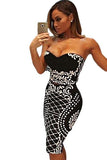 Floral Bandeau Crop Top Bodycon Midi Skirt 2pcs Bandage Dress