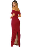 Red Social Event Red Carpet Off-shoulder Party Evening Dress