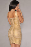 New Fashion Gold Foil Print Bandage Dress Celebrity Style