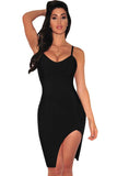 Black Slit Thigh Bandage Dress