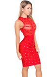 Red Studded Bandage Dress