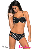 Black White Dots Bow Detail High Waist Bathing Suit