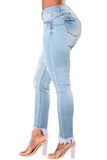 Light Blue Whiskered Destroy Stylish Skinny Jeans