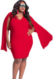 Red Cape Plus Size Poncho Dress
