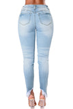 Light Blue Whiskered Destroy Stylish Skinny Jeans