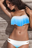 White and Blue Tassel Bikini