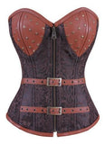 Brown Steampunk Floral Jacquard Corset