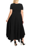 Black Plus Size Jersey Handkerchief Hem Dress