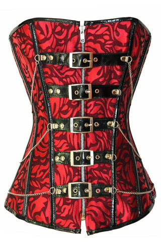 Festive Red Jacquard Corset