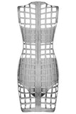 3pcs Gray Caged Bandage Dress