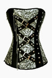 Classic Jacquard Corset with Rivets and Chain