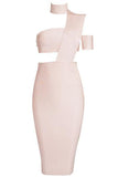 Apricot Sexy Choker Neck Cut out Bandage Party Dress