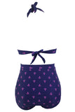 Anchor Print Navy Retro High Waist 2 Pieces Swimsuits