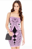 Violet Geometric Pattern Bodycon Bandage Dress