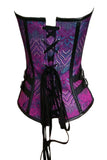 2pcs 14 Steel Bones Buckle Sides Lace up Purple Overbust Corset