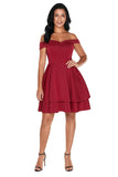 Burgundy Off Shoulder Layered Short Prom Dress