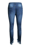 Indigo Blue Whiskered Destroy Stylish Skinny Jeans