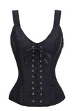 Elegant Black Brocade Bridal Corset