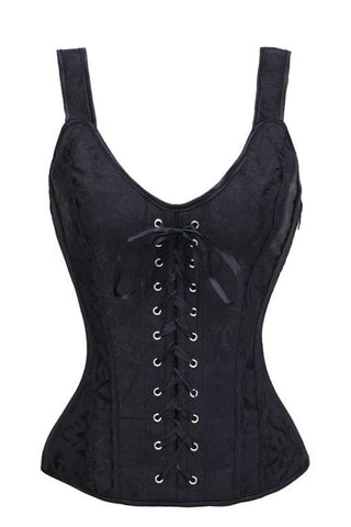 Elegant Black Brocade Bridal Corset