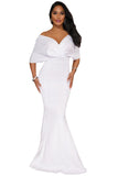 White Off The Shoulder Mermaid Maxi Dress