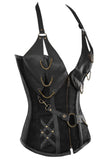 Black 14 Steel Bone Steampunk Leather Corset with Thong