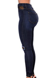 Dark Blue Fishnet Splice High Waist Jeans