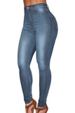 Blue Medium Wash Denim High-Waist Skinny Jeans