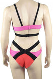 Red Bandage Color Block Bikini Swimsuit