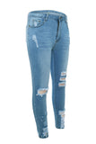 Light Blue Denim Destroyed Ankle Length Skinny Jeans