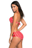Red White Dots Bow Detail High Waist Bathing Suit