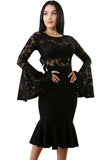 Black Lace Bell Mermaid Bodycon Party Dress