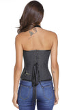 Denim 14 Steel Bone Steampunk Leather Corset with Thong