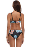 Strappy Ladder Cut Out Floral Print Bikini Swimsuit