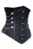 Noble Black Satin Underbust Corset with Chains