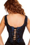 Blue Steampunk Ruffled Brocade Corset Top