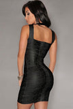 New Fashion Black Foil Print Bandage Dress Celebrity Style