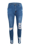 Medium Blue Denim Destroyed Ankle Length Skinny Jeans