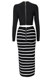 Sexy Women Two-piece Striped Bandage Dress