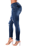 Indigo Blue Whiskered Destroy Stylish Skinny Jeans