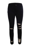 Black Denim Destroyed Ankle Length Skinny Jeans