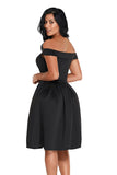 Black Foldover Off Shoulder Sweet Homecoming Dress