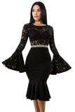 Black Lace Bell Mermaid Bodycon Party Dress