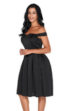 Black Foldover Off Shoulder Sweet Homecoming Dress