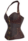 Steampunk Brocade Clasp Halter Overbust Corset