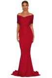 Red Off-shoulder Mermaid Wedding Party Gown