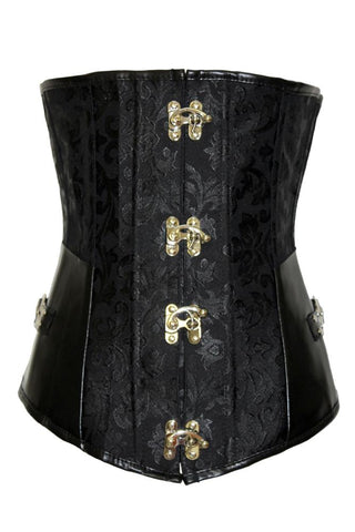 Black Brocade Corset with G-string