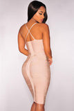 Nude Crisscross Bandage Dress