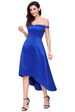 Blue High-shine High-low Party Evening Dress