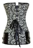 2pcs Vintage Print Corset with Leatherette Decor