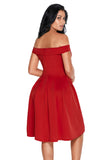 Red Foldover Off Shoulder Sweet Homecoming Dress